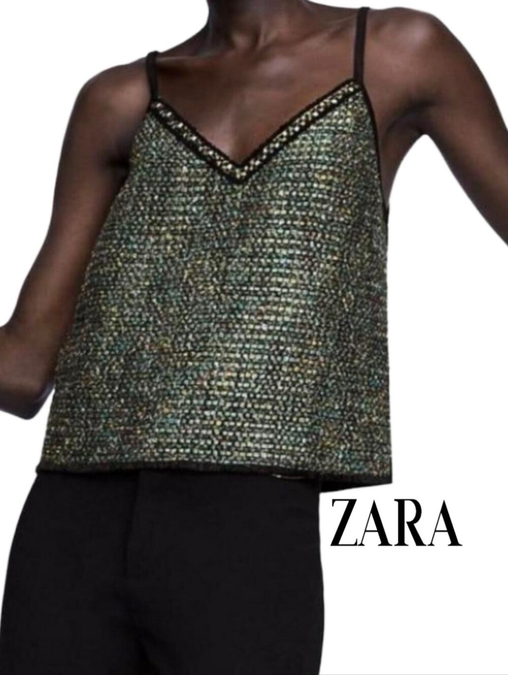 NWOT ZARA Confetti Tweed Sequin Cami